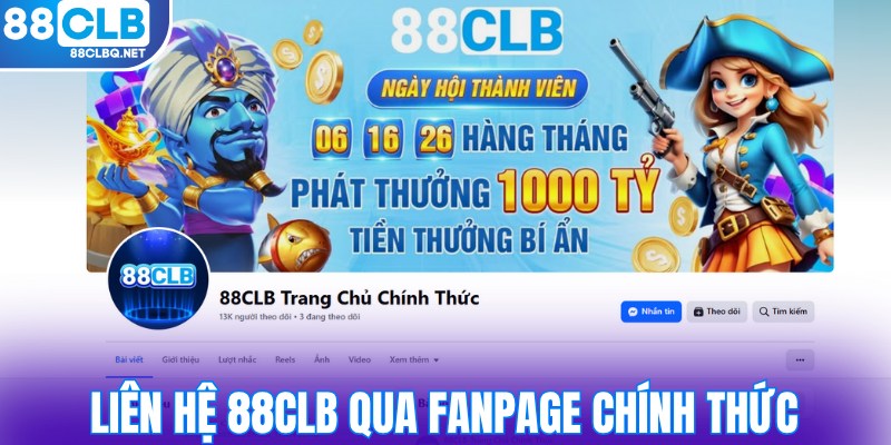 Liên hệ 88CLB linh hoạt qua Fanpage chính thức